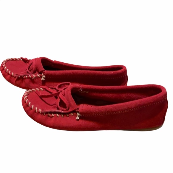 red leather moccasins